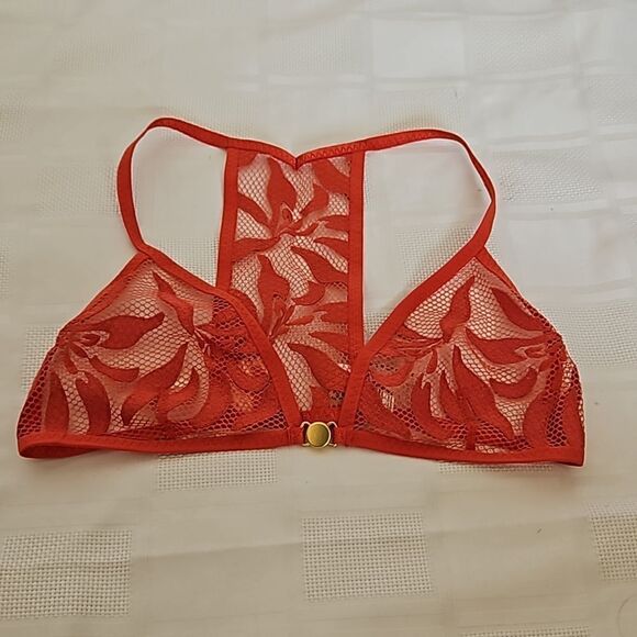 Free People Women's Lace Bralette Racer Back Bra Henna Red Small - Picture 8 of 16